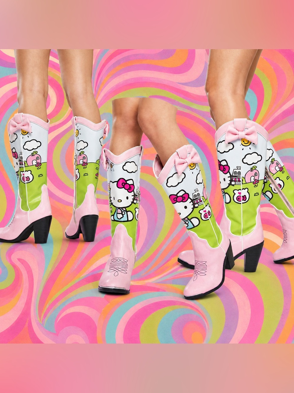 Dolls Kill x Hello Kitty Playground Paradise Cowboy Boots 8M